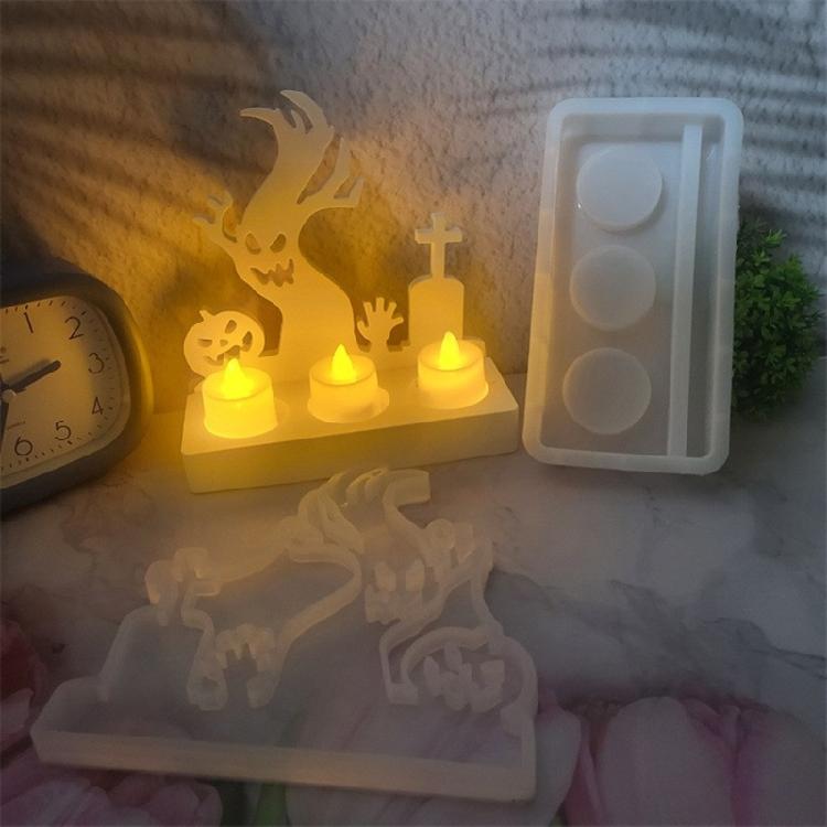 Silicone Resin Molds Candle Holder Molds Halloween Theme Craft Mold Silicone Candle Base Molds Perfect for Candle Holder