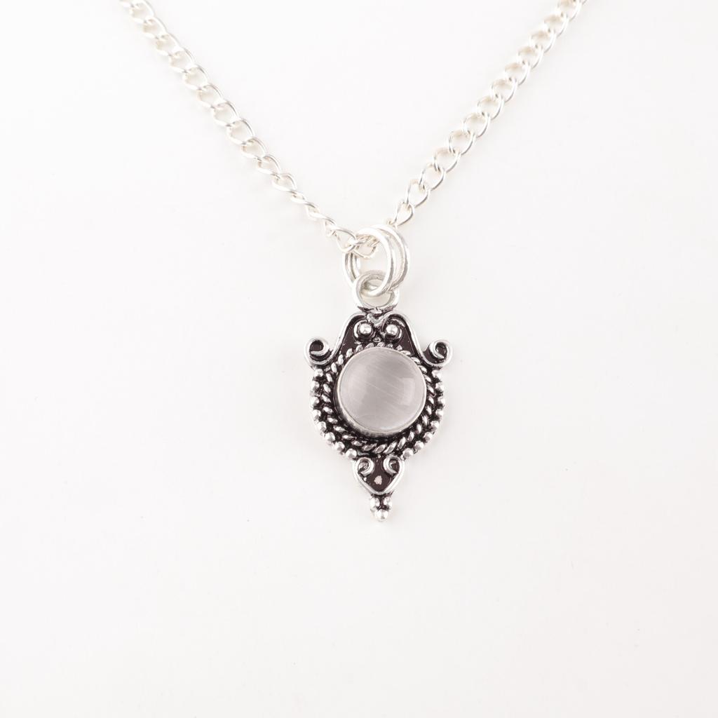 Natural Selenite Gemstone 925 Sterling Silver Jewelry Handmade Beautiful Pendant PP-39-49