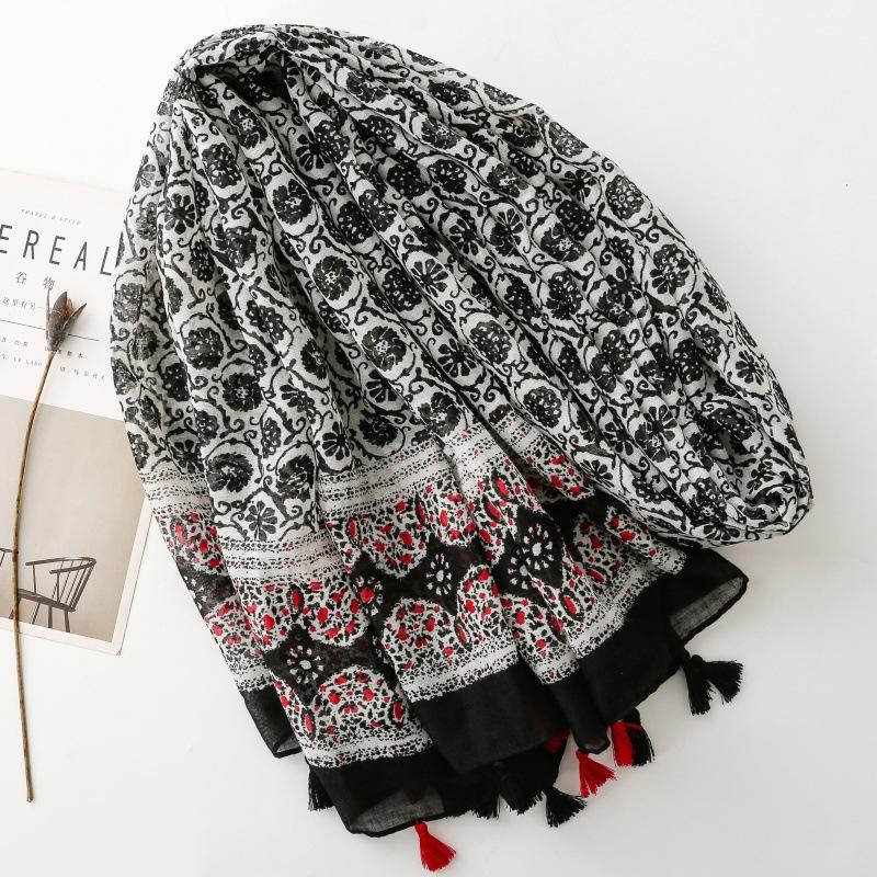 Autumn and Winter Warm 88*180cm Women Viscose Scarf Shawl Cotton Linen Feeling Tassel Pashmina Muslim Hijab Wrap Bufanda Foulard