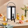 Stainless Steel Insulated Bucket with Faucet 6L/8L Double-Layer Containe Beverage Dispenser for Outdoor Camping Picnic Party Use