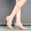 Comemore Pointed Toe Single Shoes High Heels Simple Solid Color Knitting pumps Woman Shoes Spring Autumn solid heels for women