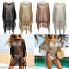 Gold Silver Wire Mesh Beach Towel Knitted Poncho Oversized Cloak  Sun Protection