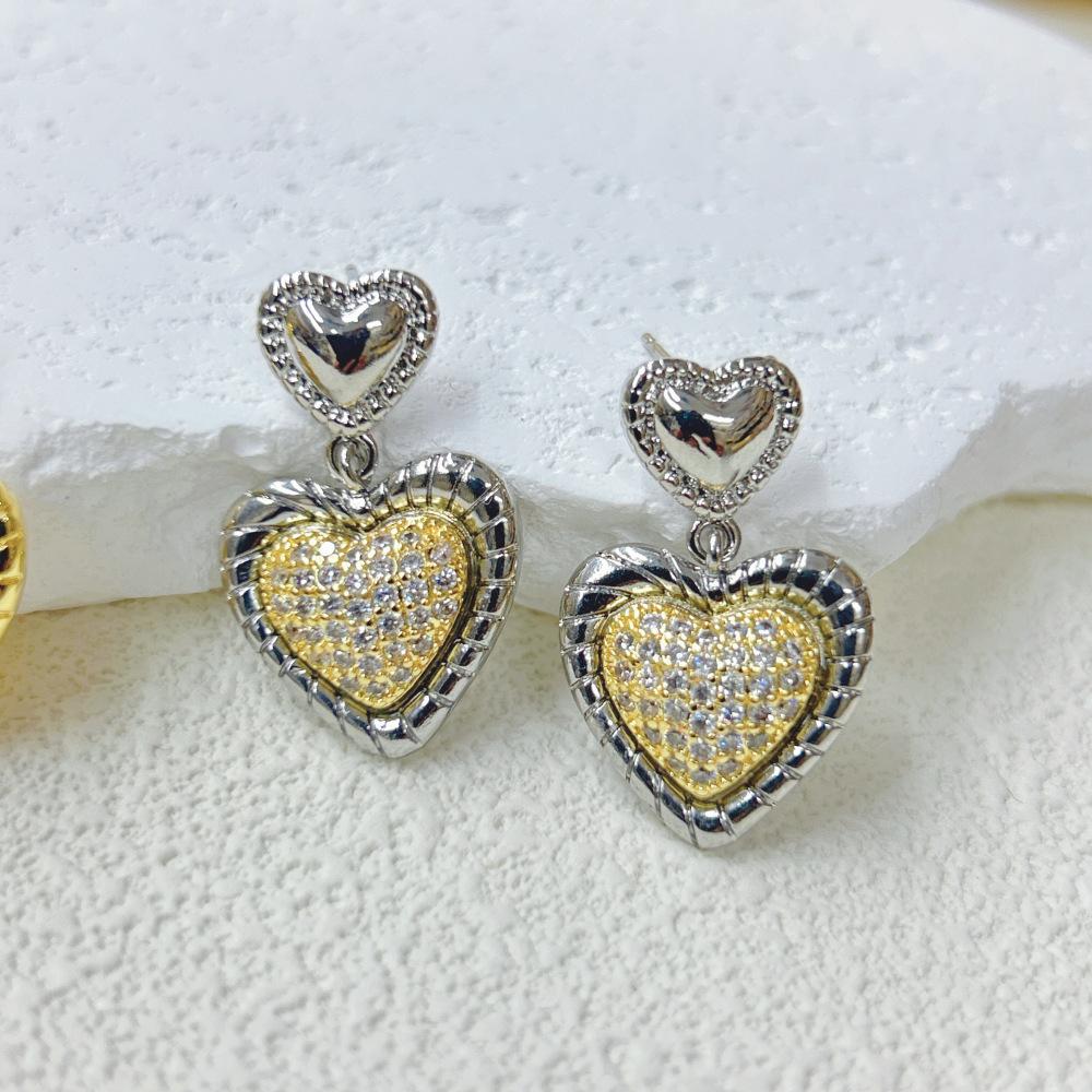 

Простые модные серьги-пусеты в виде сердечек двух цветов с медным покрытием, серьги, модные темпераментные женские украшения для вечеринок WHITE