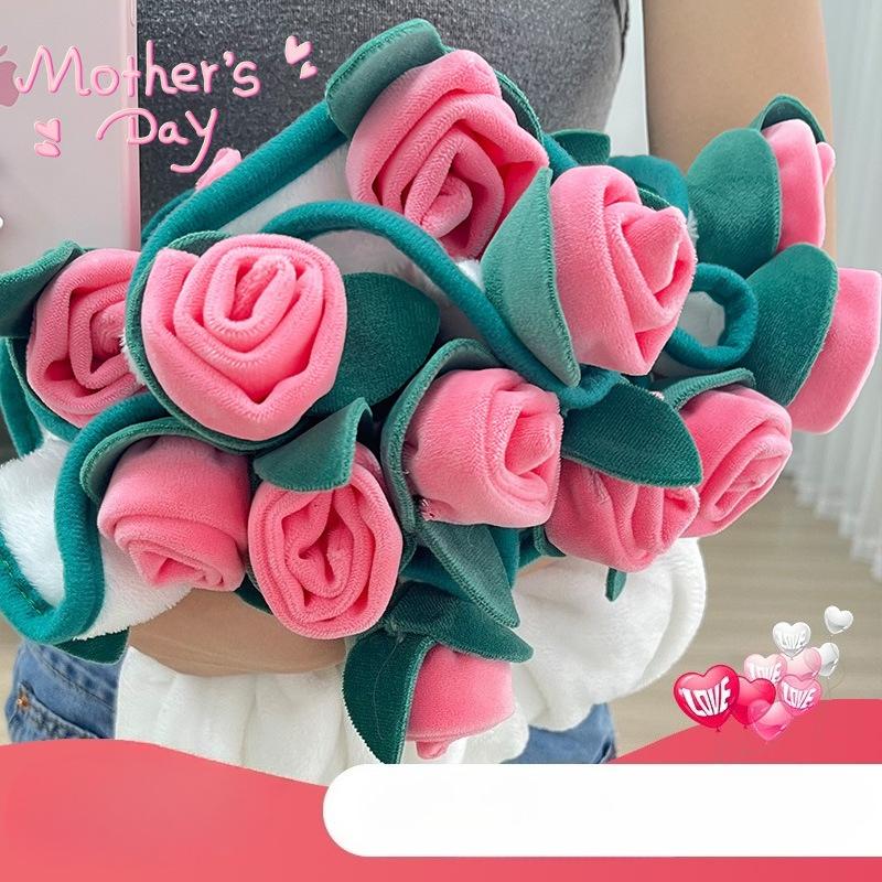 Simulated Rose Blanket Valentine Qixi Mother's Day Practical Gift Bouquet Round Blanket Finished Gift for Friend Wife Couple