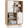 COSTWAY 4-Tier Bookshelf 80 X 24 X 120 CM, Storage Unit with Doors, Shelves, and Anti-tip Device, White