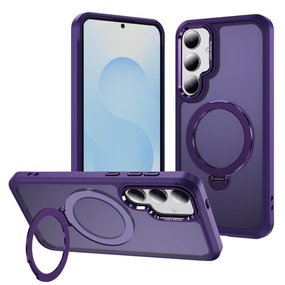 

360°Rotating Magnet Ring Fold Rotating Stand Phone Case For Samsung S26 Edge S24 S25 Ultra S23 Plus Frosted Translucent Cover Case & Holder&Galaxy S23