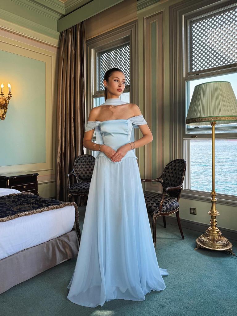 Rochie de seară elegantă cu mânecă scurtă, care accentuează talia, pentru femei
