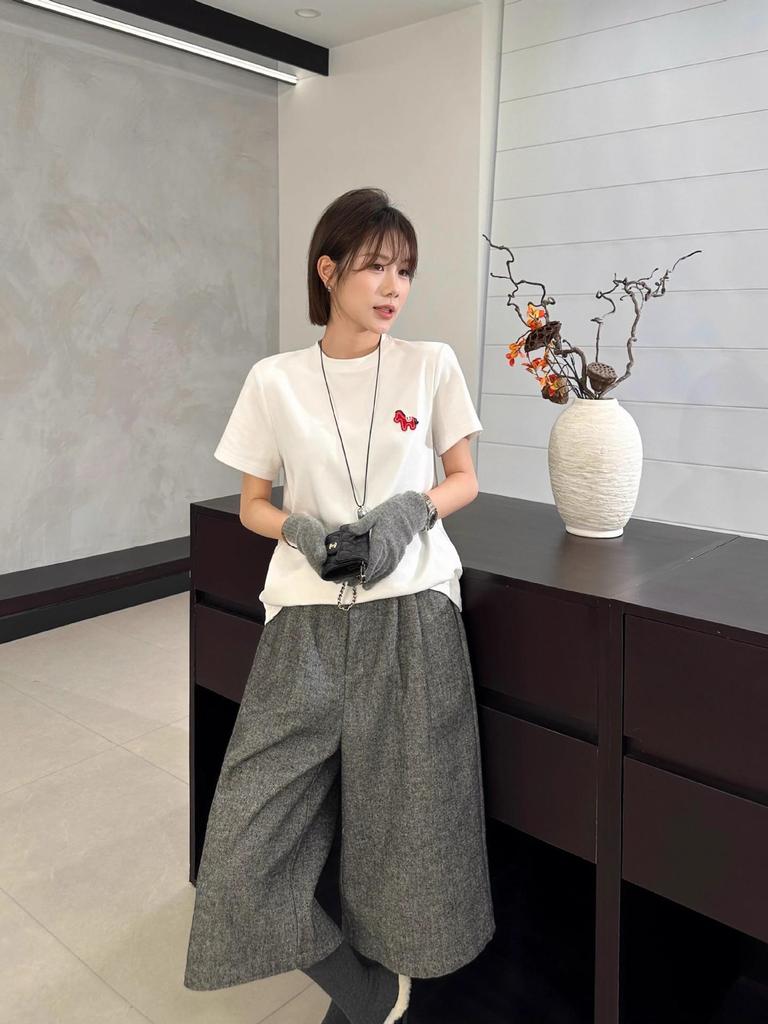 2026 Early Spring Round Neck Cartoon Embroidered Short Sleeve T-shirt