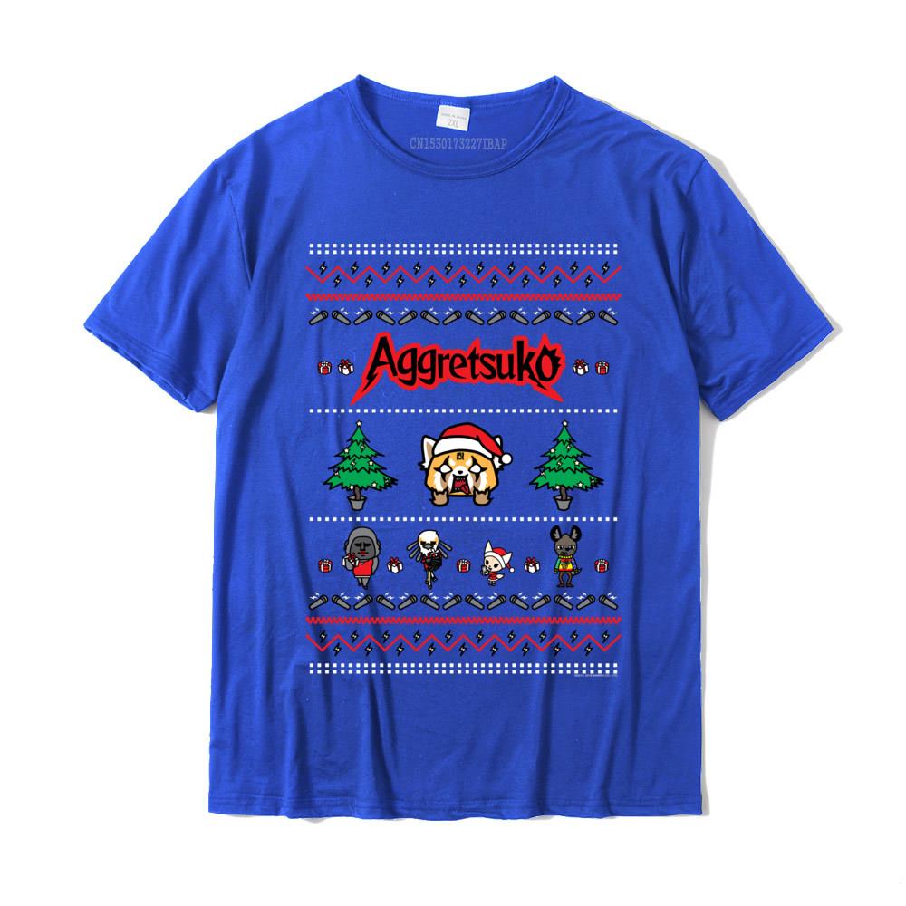 Aggretsuko Ugly Christmas Sweater Rage Short Sleeve Shirt Customized Tops Shirt Cotton Unisex T Shirts Customized Retro