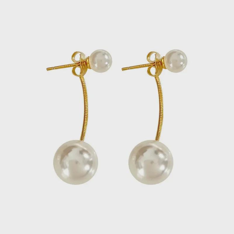 S925 Silber Perlen-Hängeohrringe: Französisch Retro, Leichter Luxus, Modisches Temperament