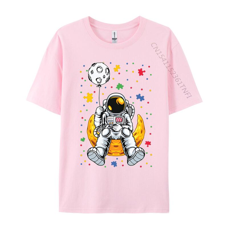 Astronaut Planet Balloon Puzzle Tshirts Fashion Casual Novelty Tee Graphic Adults Tshirts Tees Tops Harajuku