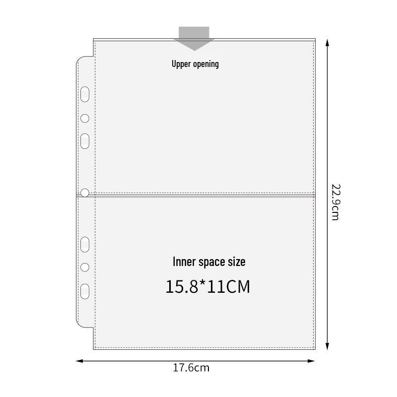 A5 7-Hole Compact Card Holder Pages, Universal 2/3/6-Hole, Single-Sided Non-Slip, PP Four-Grid Layout.