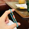 Minimalist Chinese Olive Pit & Turquoise Buddhist Beaded Bracelet – Versatile Literary Jewelry