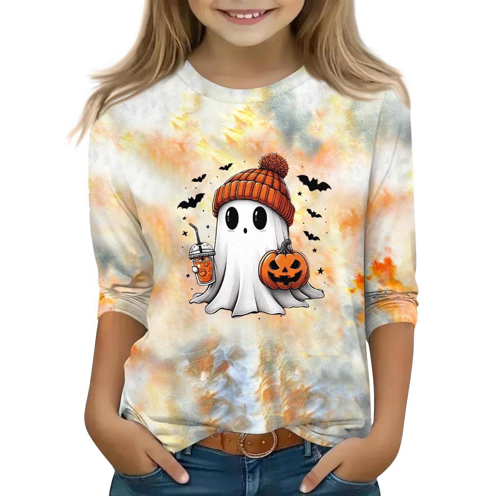 

Топы с принтом для девочек 5-16 лет с круглым вырезом и рукавами 3/4 Футболки Модные топы Наряды Футболки 110 бежевый