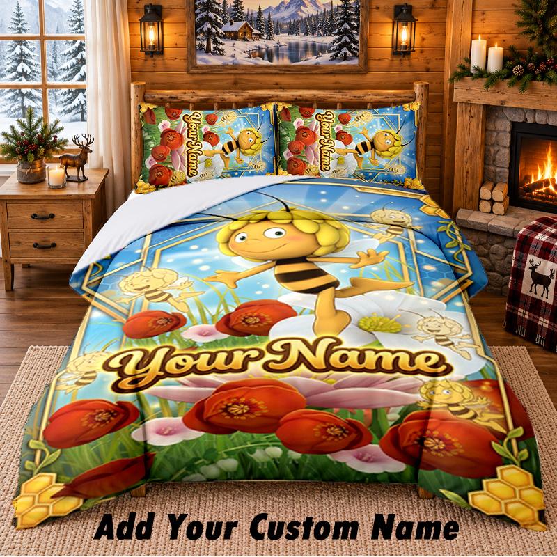 Bing Bunny Custom Name 3Pcs Bedding Set 1 Bed Sheet 2 Pillowcases Bedroom Home Decor