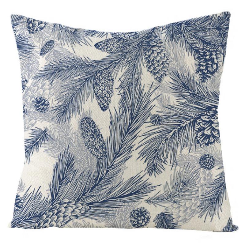 New Christmas Snowman Christmas Tree Linen Pillow Cover Festive Home Sofa Pillow Cover