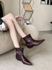Autumn and winter new pointed square with temperament French fashion splicing short boots Martin boots