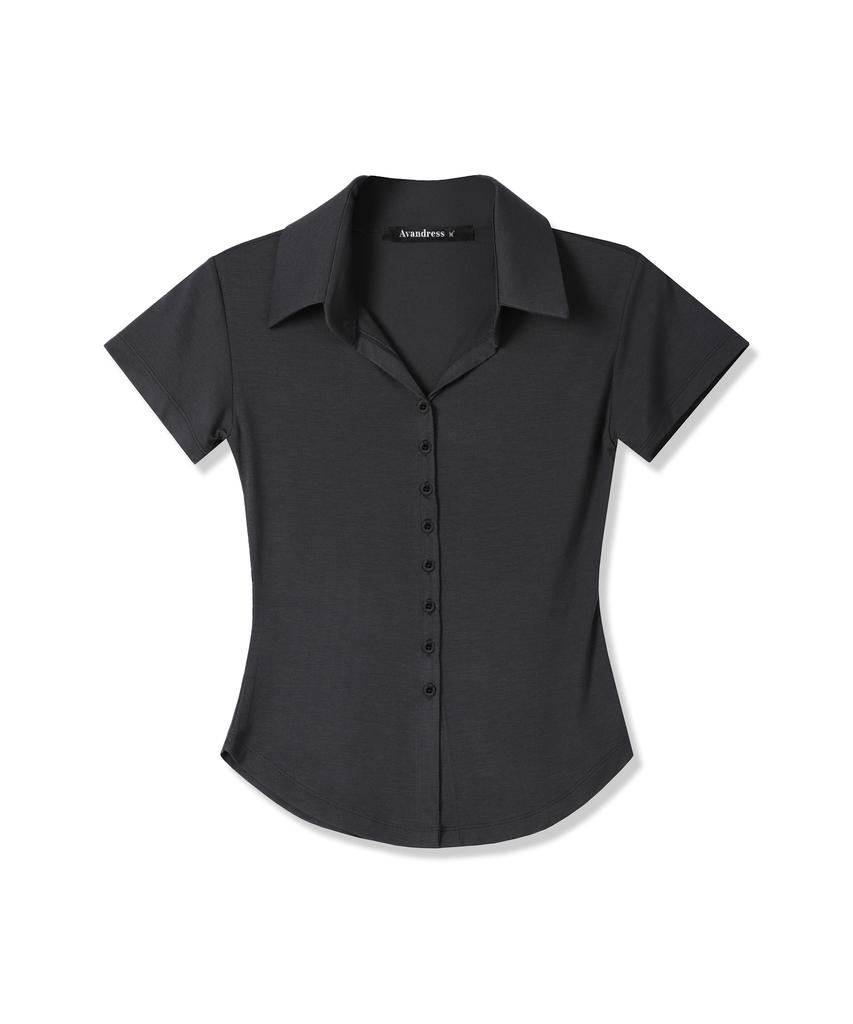 AVANDRESS Sopy Collar Short-Sleeve Black