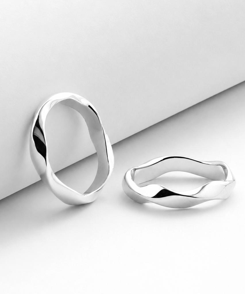 Shoveoff [Silver 925] Svr-S605 Twist Daily Silver Friendship Couple Rings (Type A)
