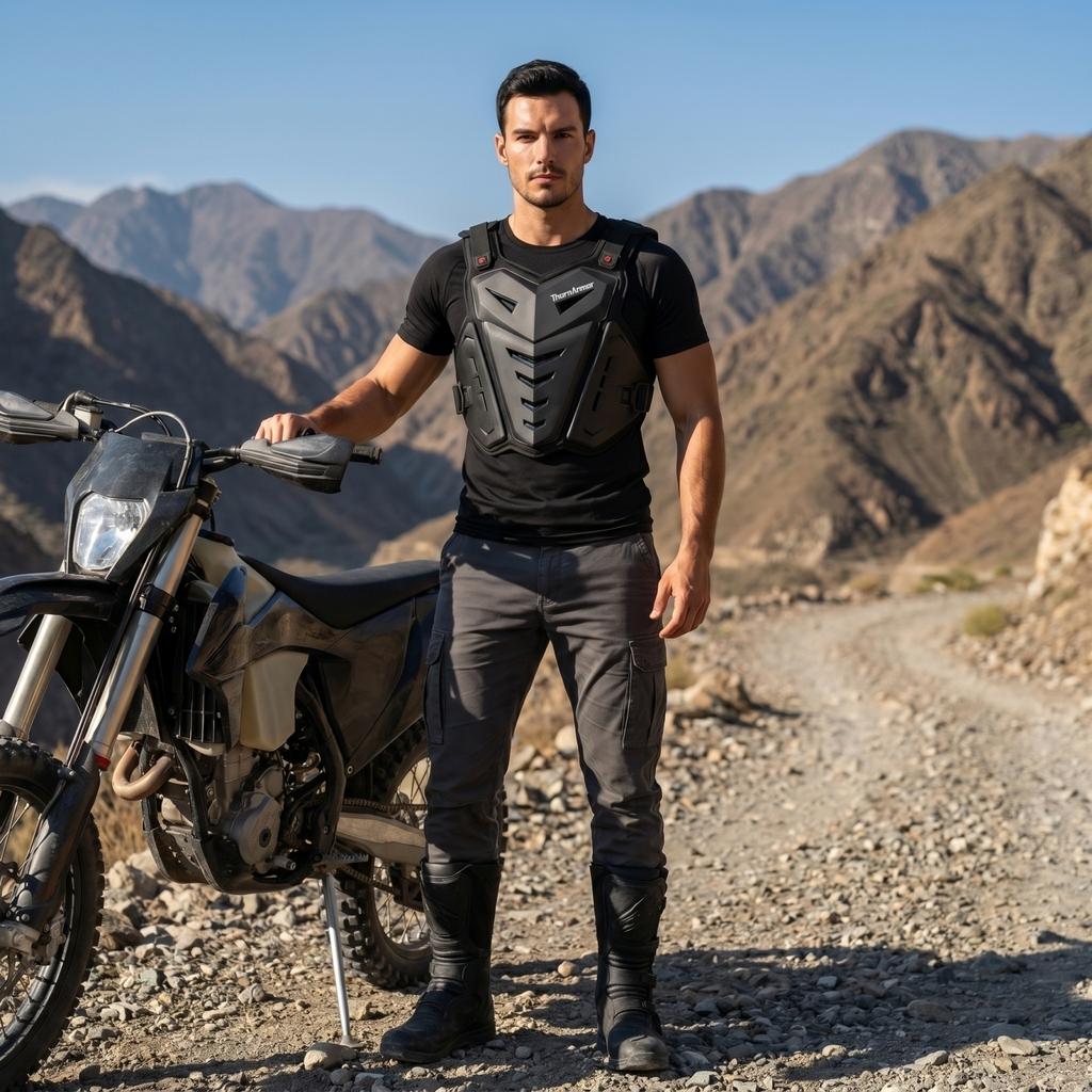 Gilet de Protection Moto Armure de Protection pour Conduite Tout-Terrain Protecteur de Poitrine Léger Ajustement Réglable Matériau Durable pour Sports d'Extérieur