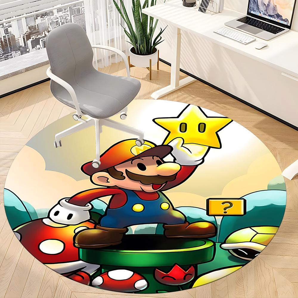 1pc Mario Adventure Office Round Area Rug, Under Office Chairs Bedroom Living Room Home Decor a1022270
