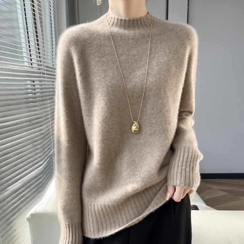 Women's Cashmere Sweater Qinghe Cashmere 30% Cashmere 70% Wool Autumn and Winter Pullover Warm and Fashionable