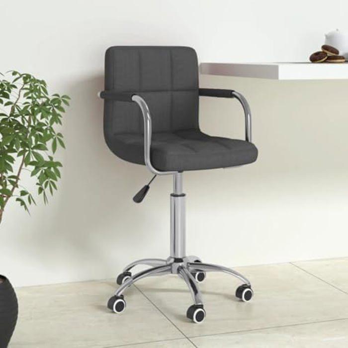 Chaise de Bureau - VIDAXL - Pivotante - Ergonomique - Réglable en Hauteur - Tissu Gris Foncé