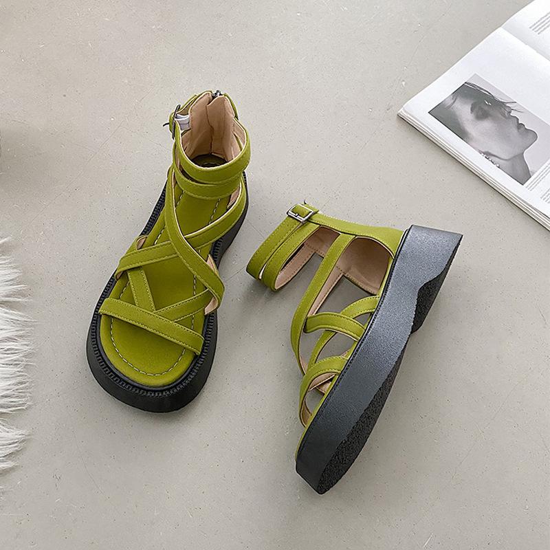 Roman Sandals Women's Summer 2025 New Fashion Versatile Fairy Style with Skirt Wear Thick-soled Cool Boots Tide