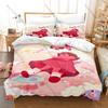 Coole skurrile Cartoon-Biene und Puppycat Charakter-Print Bettbezug + 2 Kissenbezüge Weiche Mikrofaser Kawaii Zimmer Bettwäsche