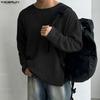 INCERUN Spring Men Long Sleeve Casual Loose Rib Pullover T-shirts Tops