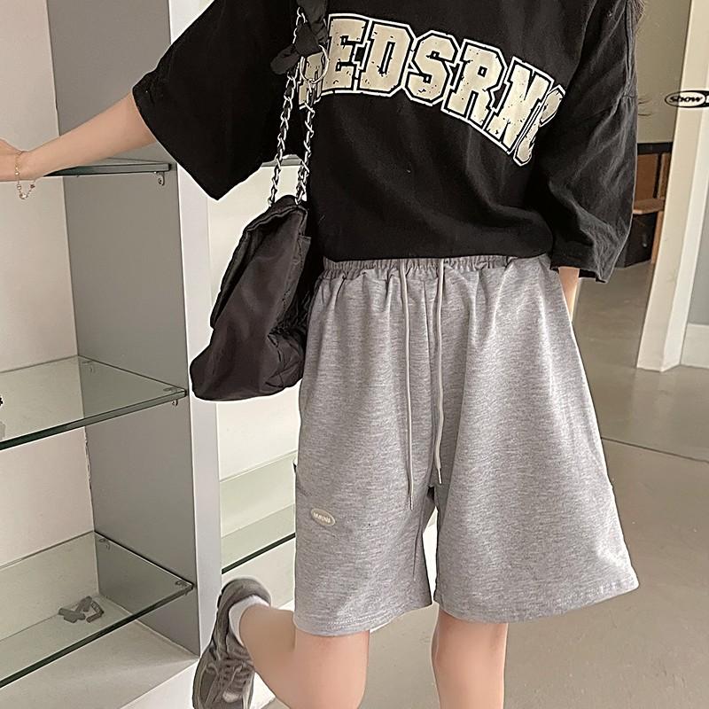 

Large Size Casual Sports Centre Pants for Men and Women Summer New Loose High Waist Straight Slimming Student Shorts XXXXL серый