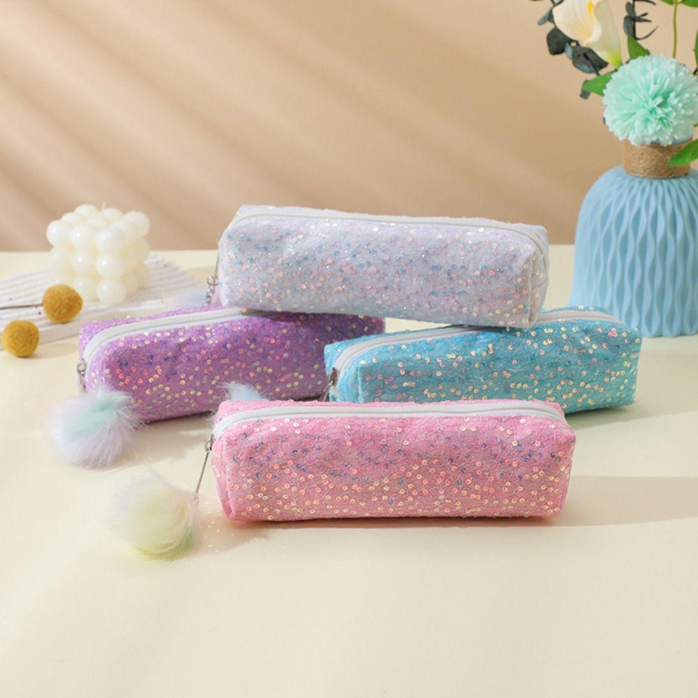 Multi-function Sparkle Pen Bag Glitter Cosmetic Organizer Kawaii Pencil Storage Case  Universal