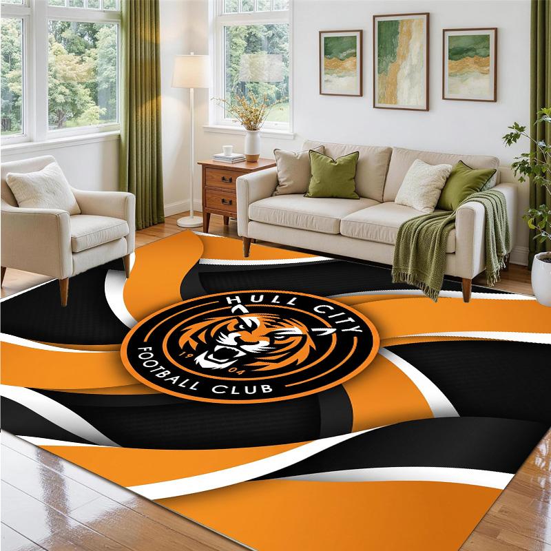 Hull City Fußball Design Kristall Samt Teppich Weiche Dekorative Matte für Schlafzimmer Eingang
