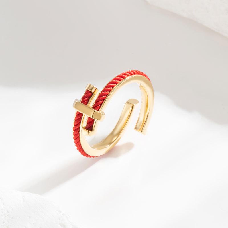 Chinese Christmas Red String Open Ring - Minimalist Advanced Sense Benmingnian Index Finger Band