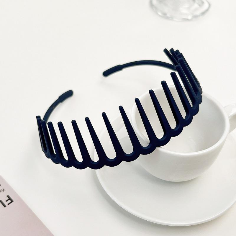 

Красочная зубчатая повязка для волос на лице Модная пластиковая матовая нескользящая повязка на голову Аксессуар для фиксации челки и непослушных волос темно-синий