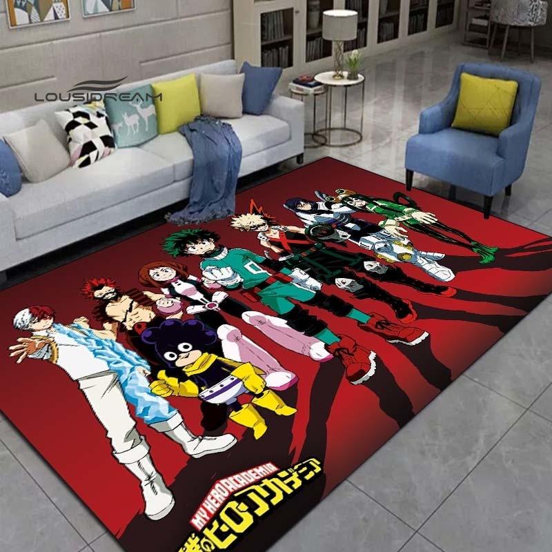 Meu herói academia tapetes moda 3d impressão anime sala de estar quarto grande área tapete macio casa quarto das crianças bonito tapete