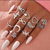 Retro Floral Carved Multi-Piece Stacking Ring Set