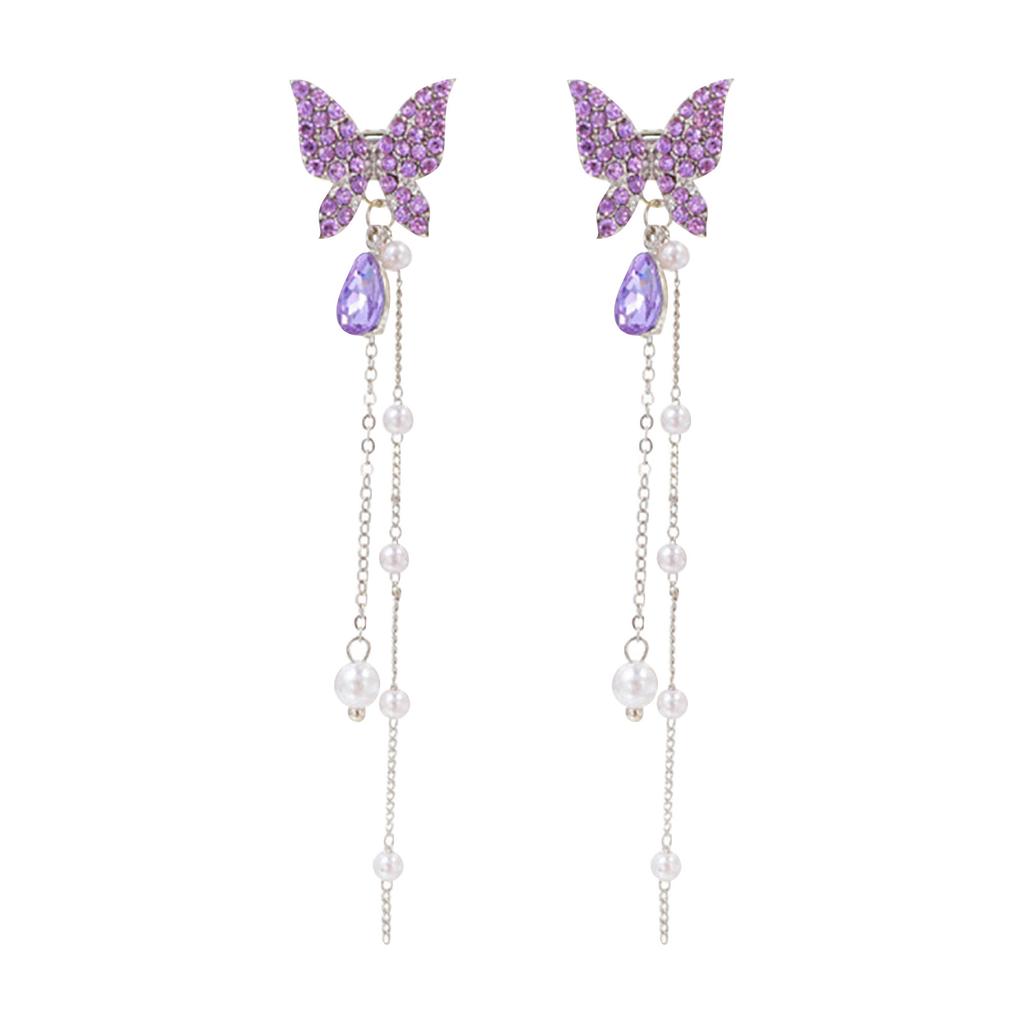 Süße Schmetterlingsohrringe mit einem hochwertigen und eleganten Design, mit einem langen Perlenquasten-Design, das das Gesicht betont und einen schlankmachenden Effekt hat