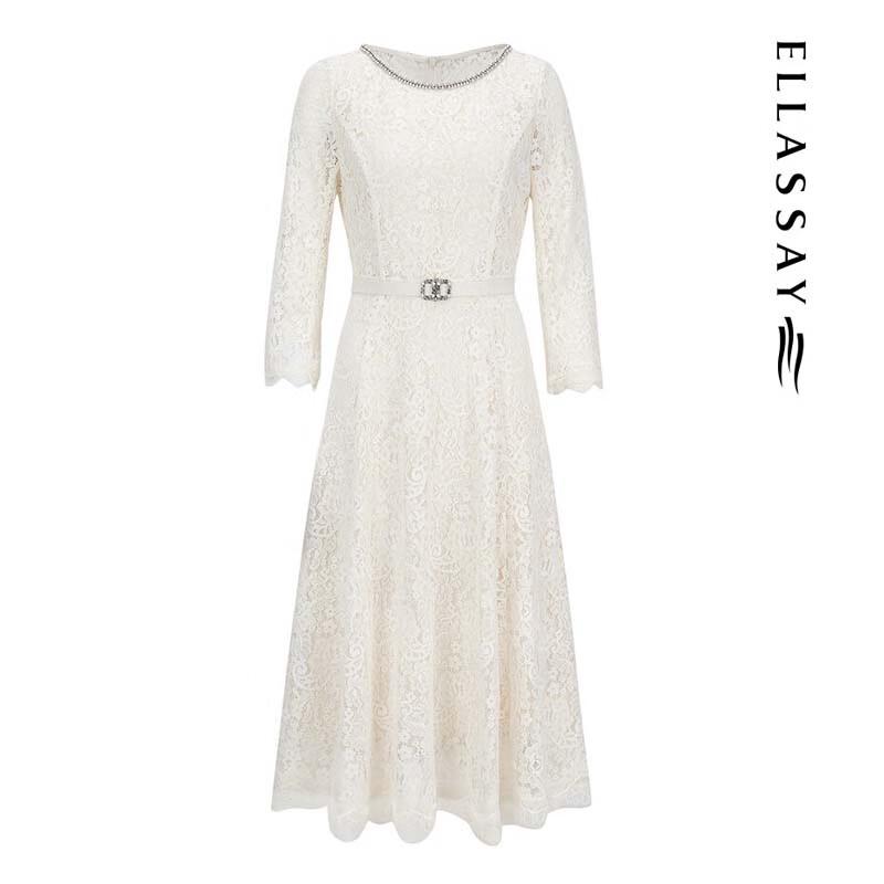 ELLASSAY French Elegant Lace Dress EWD353Y09300