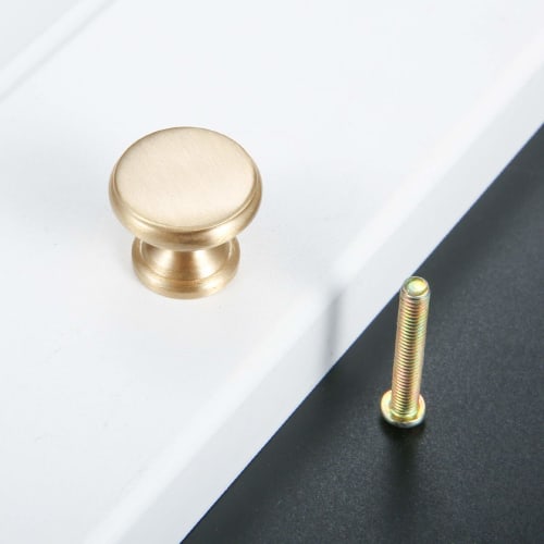 Lemfema 10-Piece Set of Brass Gold Pull Handles, European Style, 20*16mm, Drawer Knobs with 3 Screw Sizes, for Cabinets, Dressers, and Cupboards, Gold
