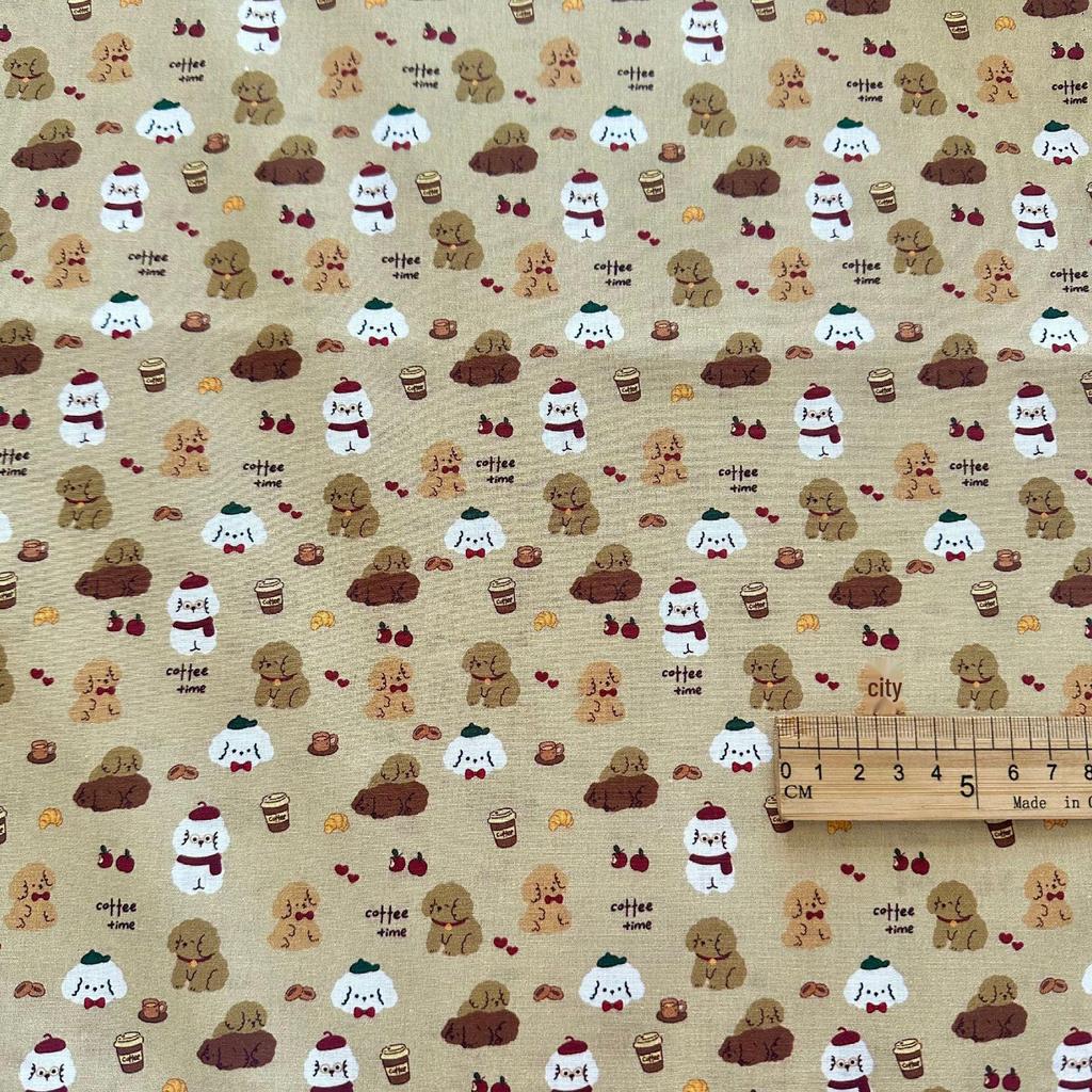 Korean Style Cartoon Animal Floral 100% Cotton Fabric for Women's & Children's Clothing, Family Outfits, Homewear & DIY Projects