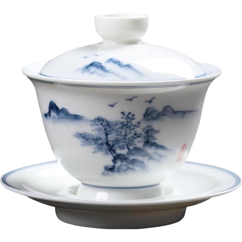 MULTIPOTENT Hand-painted Thin Porcelain SanCai Gaiwan