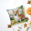 PPembroke Welsh Corgi Cushion Cover Washable Linen Pillowcase Soft  for Daily Sofa Bed Home Room Decor