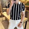 Men S Striped Short Sleeve Polo Shirt Business Casual Summer