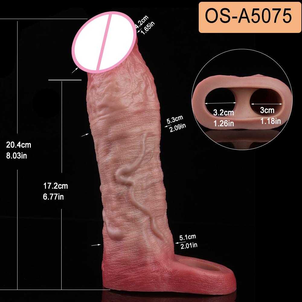 SXXY Real Veins Lifelike Closed Head Penis Sleeve For Men Dick Enlargement Silicone Reusable Condom Sex Products For Adult
