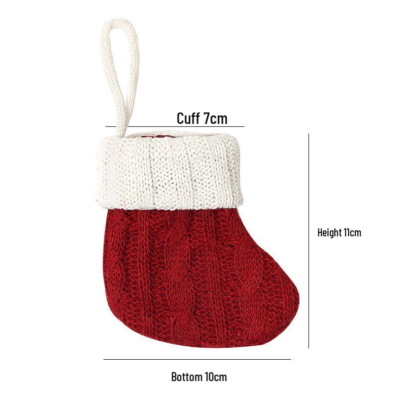Green Knitted Small Christmas Stocking for Home Decoration and Mall Window Display
