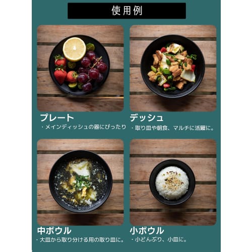 CAMPING MOON Tableware Camping Plate Stainless Steel Tableware Set 4 Pieces Comes with Canvas Case Black Gear BKS395-1S