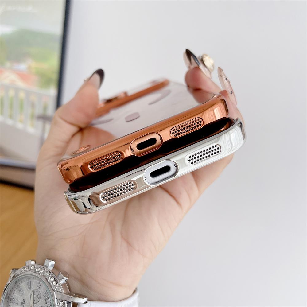 Plating Clear Half Pack Case For Magsafe For iPhone 17 14 13 15 16 Pro Max Plus Air Glass Lens Ultra Thin Frameless Cover