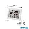 MAG (Mag) Alarm Clock, Compact, Digital, with Thermometer, Calendar, Electronic Sound, Snooze Function, and Light, White Brim, Model T-779A WH-Z, Noah