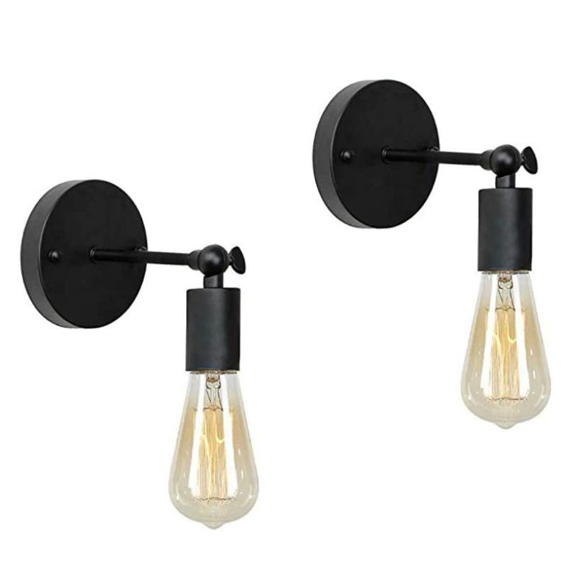 

Modern creative design black simple metal wall lamp restaurant staircase corridor wall lamp study simple reading lighting 2pcs 2pcs--E27--no bulb чёрный